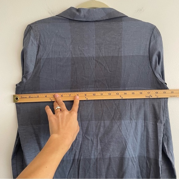 LACAUSA Rooney Blazer jacket hemp plaid artsy lagenlook powder blue indie clean - Picture 8 of 15